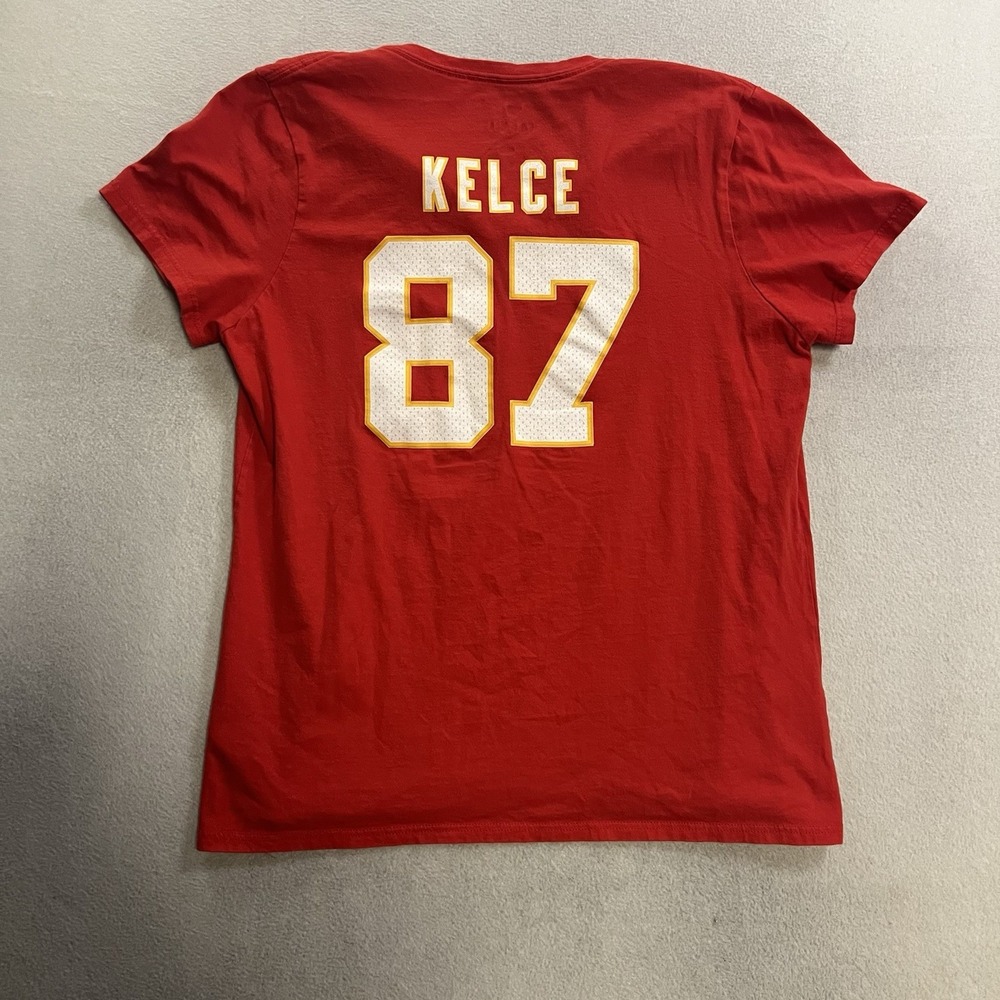 Fanatics Kansas City Chiefs Travis Kelce 87 V Neck T Shirt Womens Size Large Red